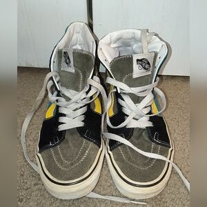 Vans High-Top Sneakers - Black, Gray, and Yellow